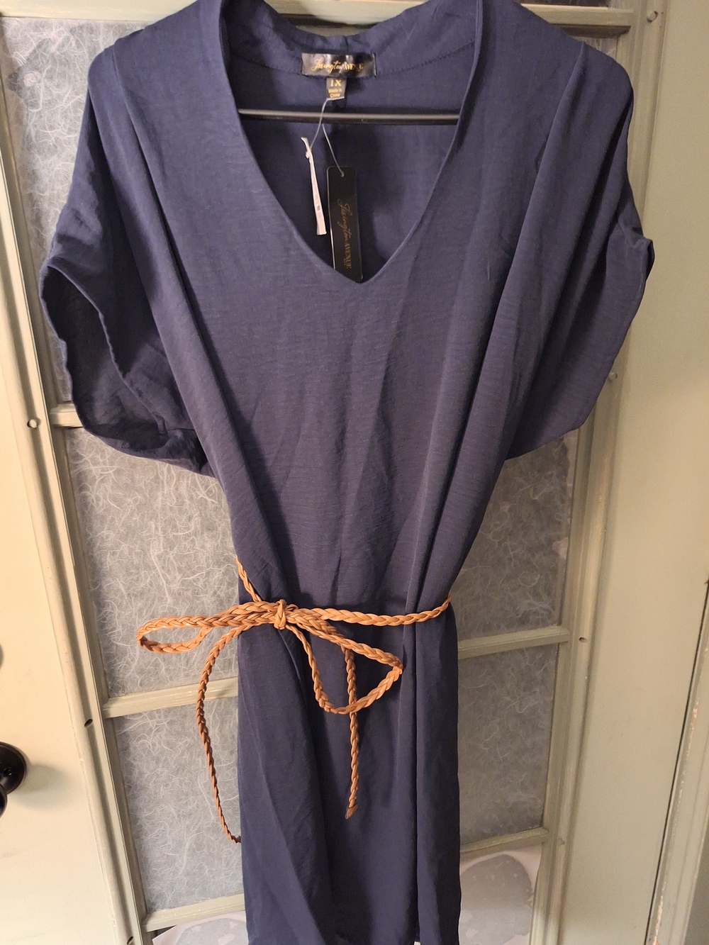 Lexington Avenue Navy V-Neck Dress with Gold Tag